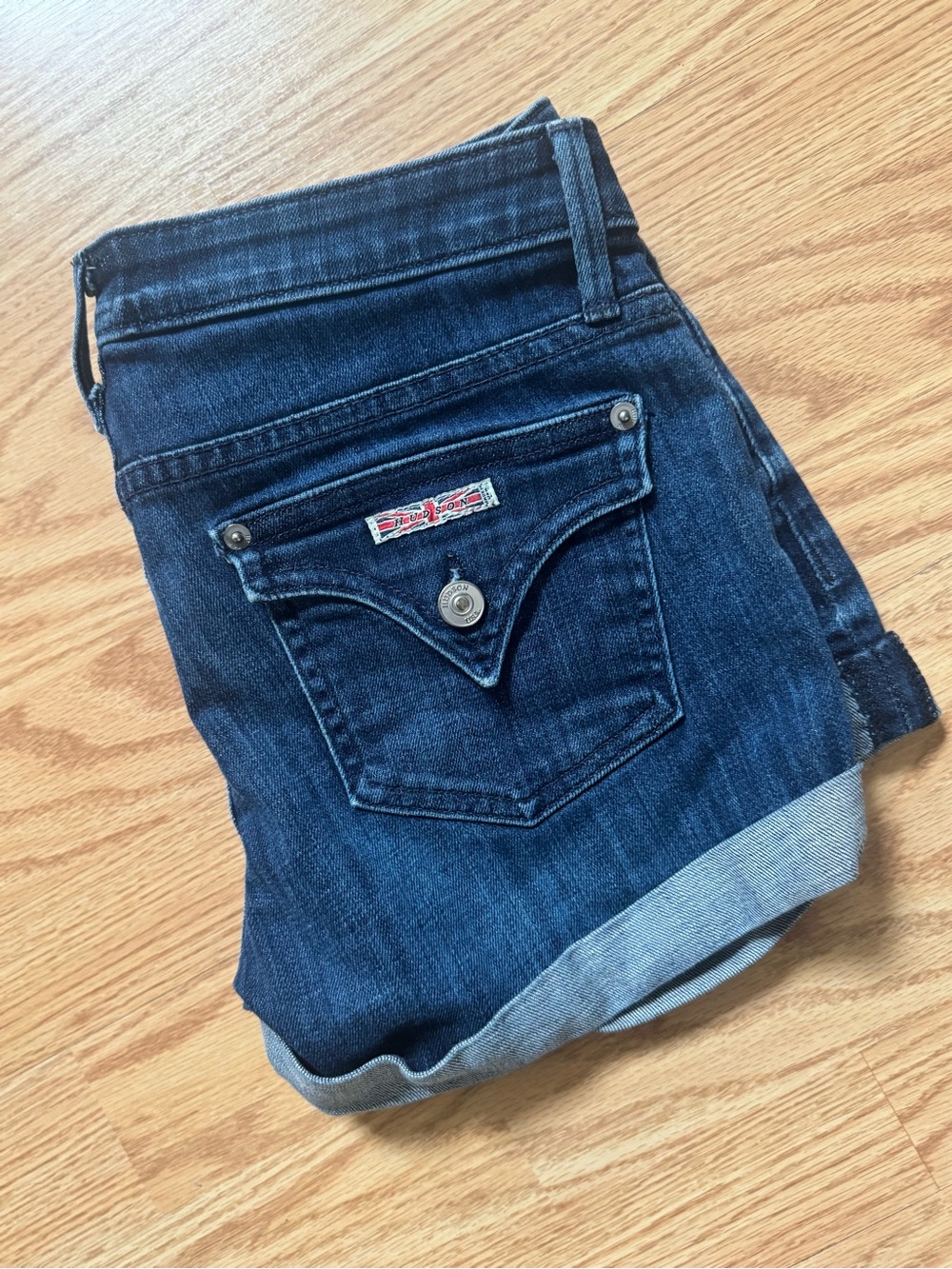 Hudson Jeans Dark Blue Rolled Cuff Denim Shorts